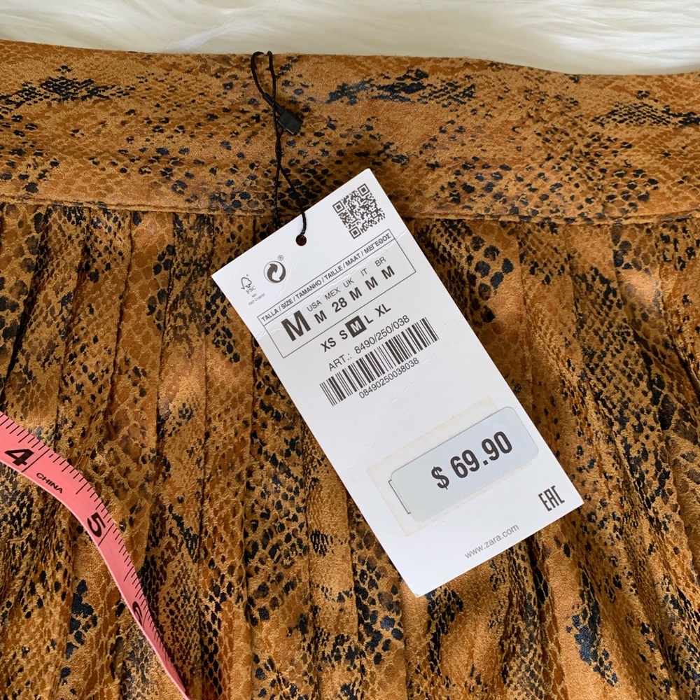 NWT | Zara Snake Print Plated Midi Skirt - Picture 7 of 7